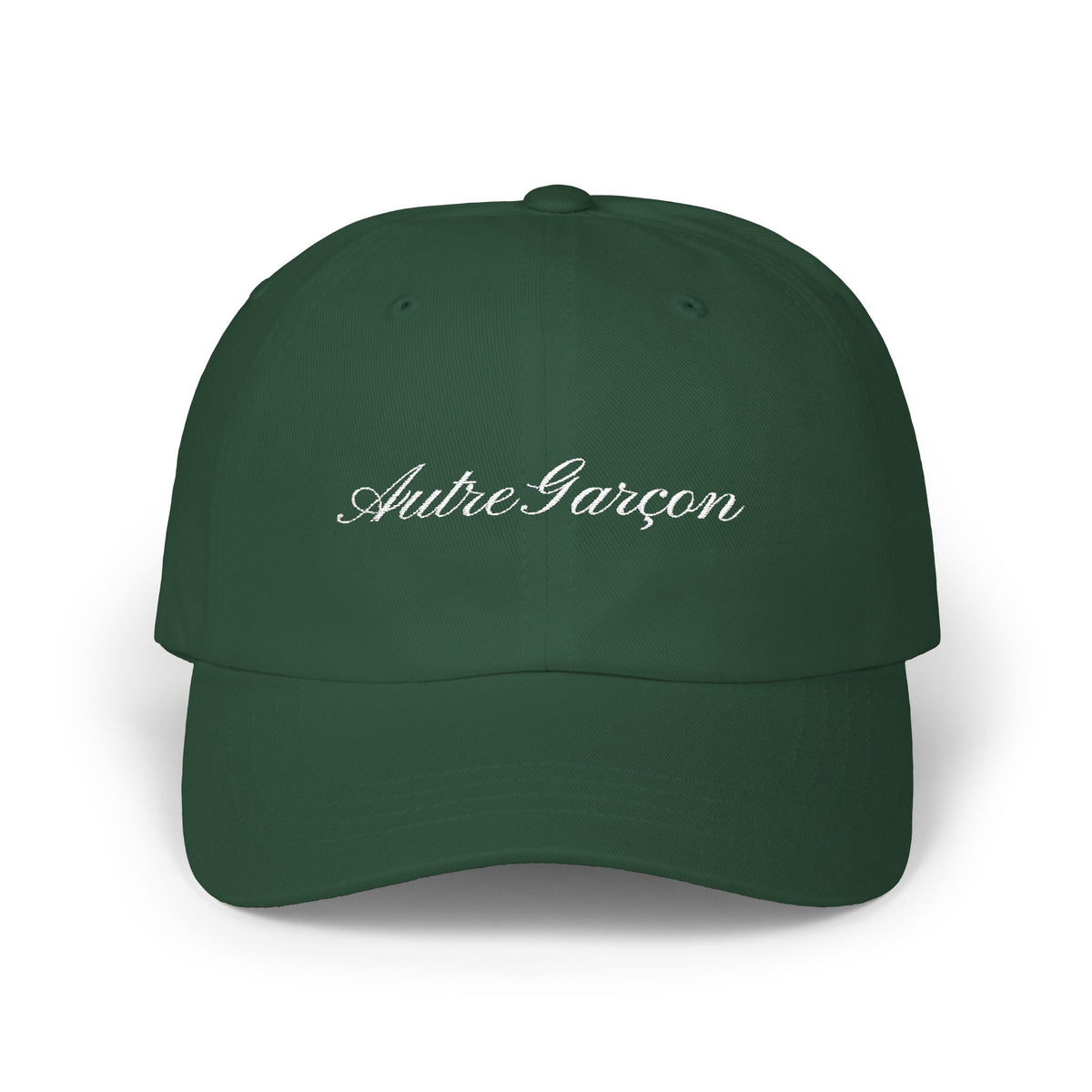 GEDLER - Embroidered "Autre Garçon" Classic Cap — Vintage Script Green Baseball Hat