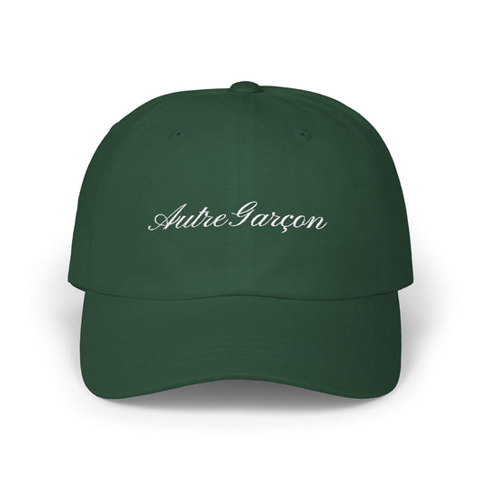 GEDLER - Embroidered "Autre Garçon" Classic Cap — Vintage Script Green Baseball Hat